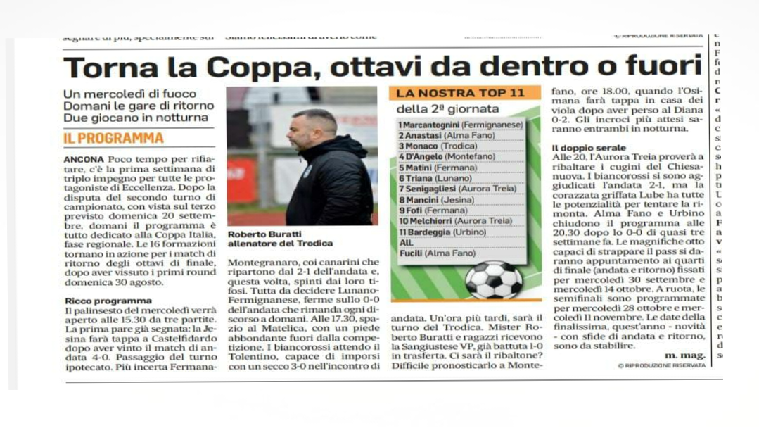 TORNA LA COPPA, OTTAVI DA DENTRO O FUORI.